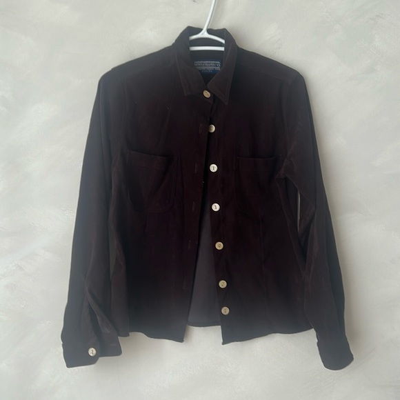 Vintage Jackets & Blazers - Newton Trading Co Vintage velvet corduroy chocolate brown jacket petite small